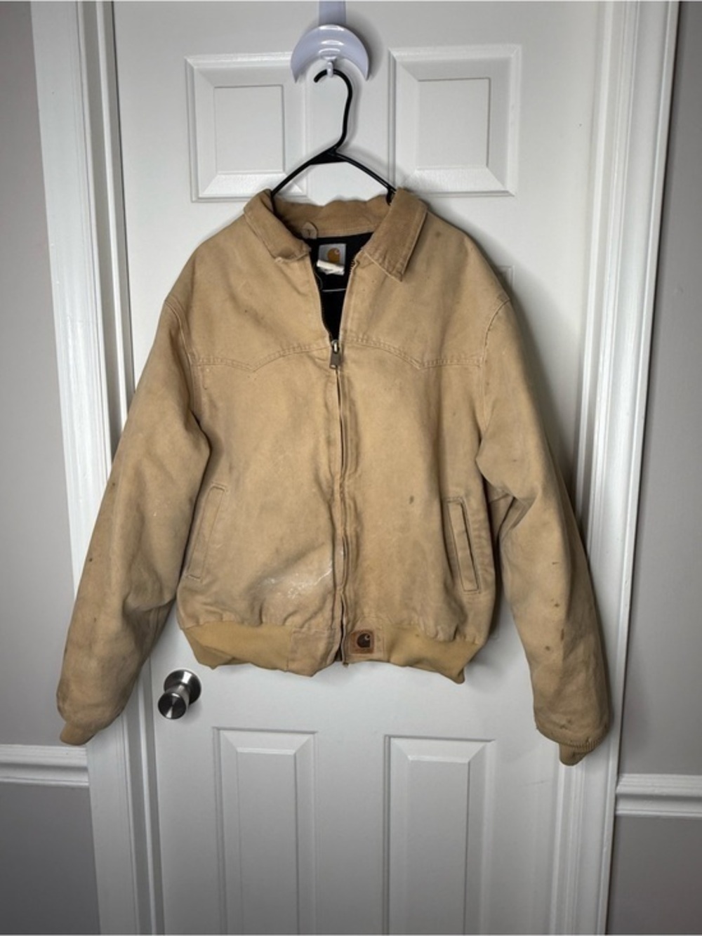 Vintage 90s Tattered Distressed Carhartt Brown/Tan Duck Canvas Utility Jacket
